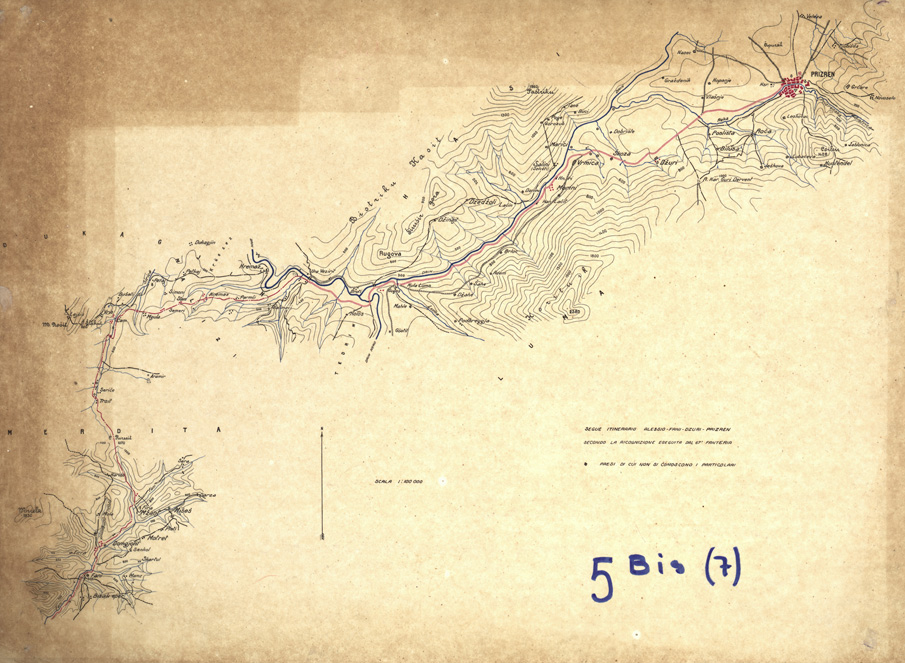 (N:32018) ALBANIA - ITINERARI - FOGLIO 07 - ALESSIO - FANI - DZURI - PRIZREN (SE006280) Carte e stampe antiche: riproduzione a colori su carta (formato A2)