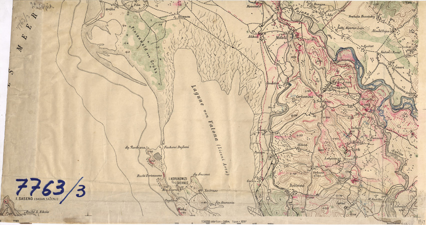 (N:35312) VALONA E CORSO DEL VOJUSA - FOGLIO 7763/3 (SE006353) Carte e stampe antiche: riproduzione a colori su carta (formato A2)