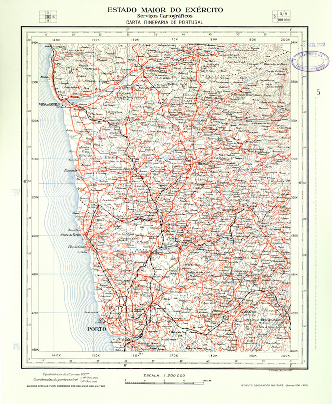 (N:33452) CARTA ITINERARIA DEL PORTOGALLO - COPIA IN LINGUA ORIGINALE - FOGLIO 5. (SE007871) Carte e stampe antiche: riproduzione a colori su carta (formato A2)