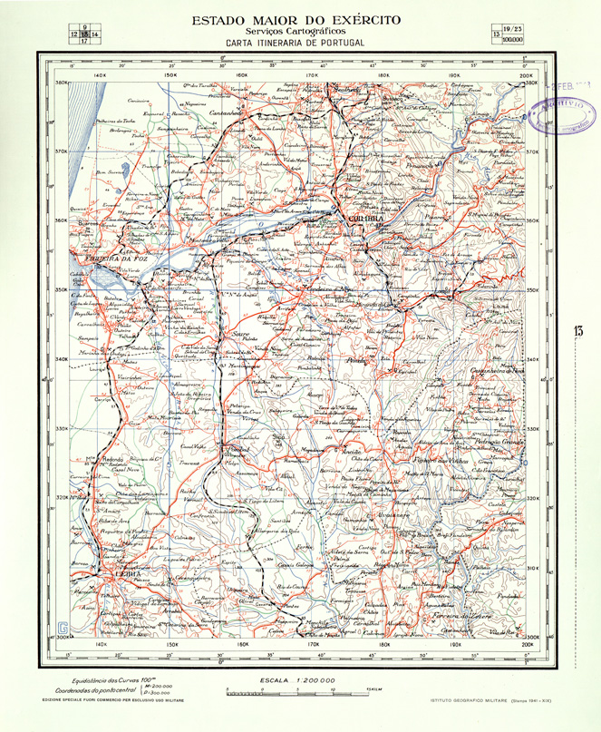 (N:33458) CARTA ITINERARIA DEL PORTOGALLO - COPIA IN LINGUA ORIGINALE - FOGLIO 13. (SE007872) Carte e stampe antiche: riproduzione a colori su carta (formato A2)
