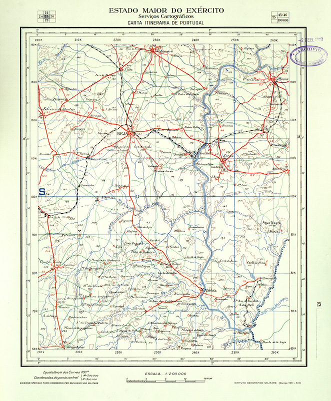 (N:33459) CARTA ITINERARIA DEL PORTOGALLO - COPIA IN LINGUA ORIGINALE - FOGLIO 25. (SE007873) Carte e stampe antiche: riproduzione a colori su carta (formato A2)