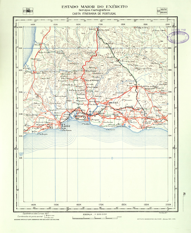 (N:33460) CARTA ITINERARIA DEL PORTOGALLO - COPIA IN LINGUA ORIGINALE - FOGLIO 28. (SE007874) Carte e stampe antiche: riproduzione a colori su carta (formato A2)