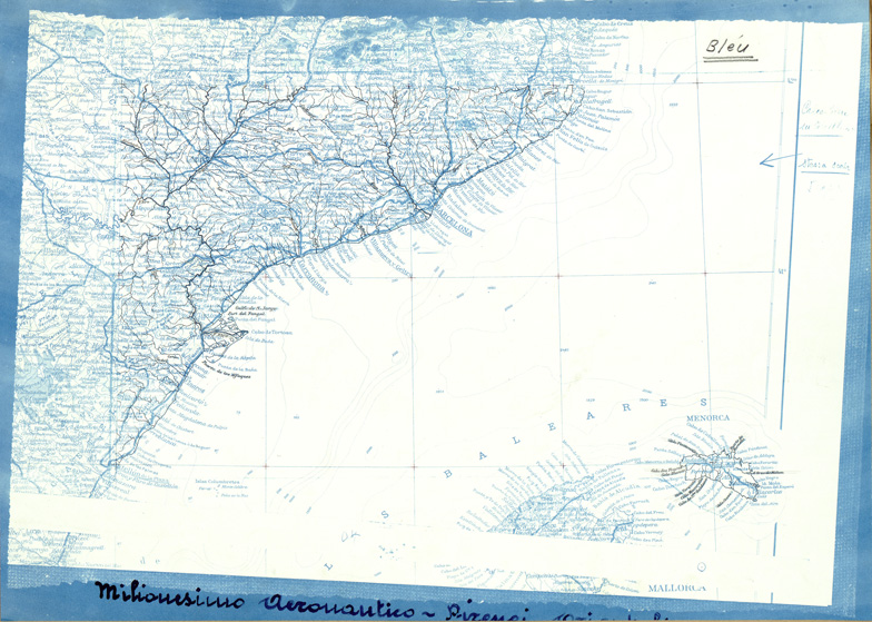 (N:33463) SPAGNA - PIRENEI ORIENTALI - MILIONESIMO AERONAUTICO - ORIGINALI A COLORI SEPARATI - ACQUE. (SE007877) Carte e stampe antiche: riproduzione a colori su carta (formato A2)