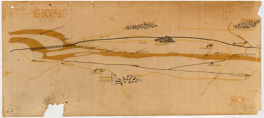 (N:34840) SCHIZZO AUSTRIACO ZONA VISNADELLO-COL FOSCO-NERVESA TAV 1 (SE008553) Carte e stampe antiche: riproduzione a colori su carta (formato A2)