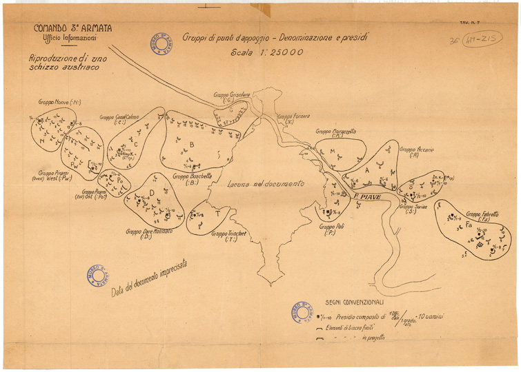 (N:34983) GRUPPI DI PUNTI D'APPOGGIO DENOMINAZIONE E PRESIDI (SE008675) Carte e stampe antiche: riproduzione a colori su carta (formato A2)