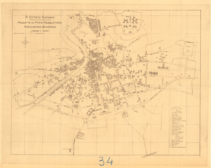 (N:36426) R. CITTA' DI SONDRIO - PROGETTO DI PIANO REGOLATORE (SE009531) Carte e stampe antiche: riproduzione a colori su carta (formato A2)