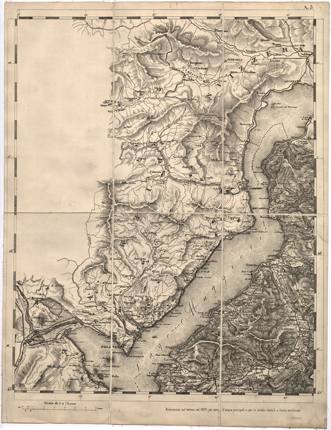 (N:7720) CARTA TOPOGRAFICA DELLA LOMBARDIA, DEL VENETO E DELL'ITALIA CENTRALE - Tavola A3 (B0000262) Carte e stampe antiche: riproduzione a colori su carta (formato A2)