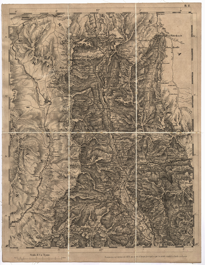 (N:7693) CARTA TOPOGRAFICA DELLA LOMBARDIA, DEL VENETO E DELL'ITALIA CENTRALE - Tavola B2 (B0000265) Carte e stampe antiche: riproduzione a colori su carta (formato A2)