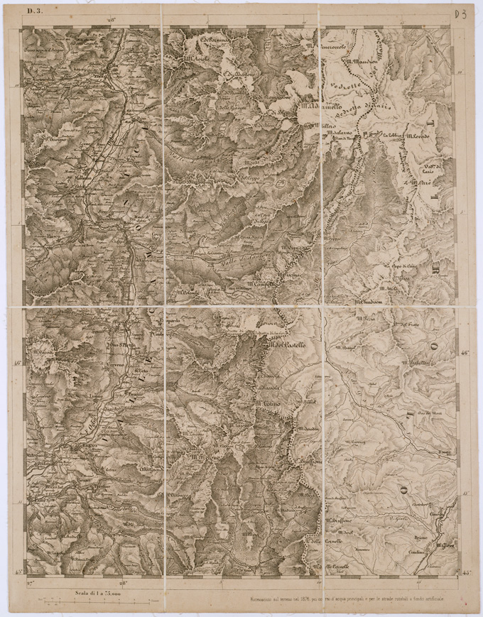 (N:7715) CARTA TOPOGRAFICA DELLA LOMBARDIA, DEL VENETO E DELL'ITALIA CENTRALE - Tavola D3 (B0000283) Carte e stampe antiche: riproduzione a colori su carta (formato A2)