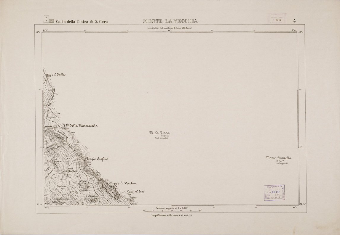 (N:3077) CARTA DELLA CONTEA DI SANTA FIORA - Foglio 4 (B0000418) Carte e stampe antiche: riproduzione a colori su carta (formato A2)