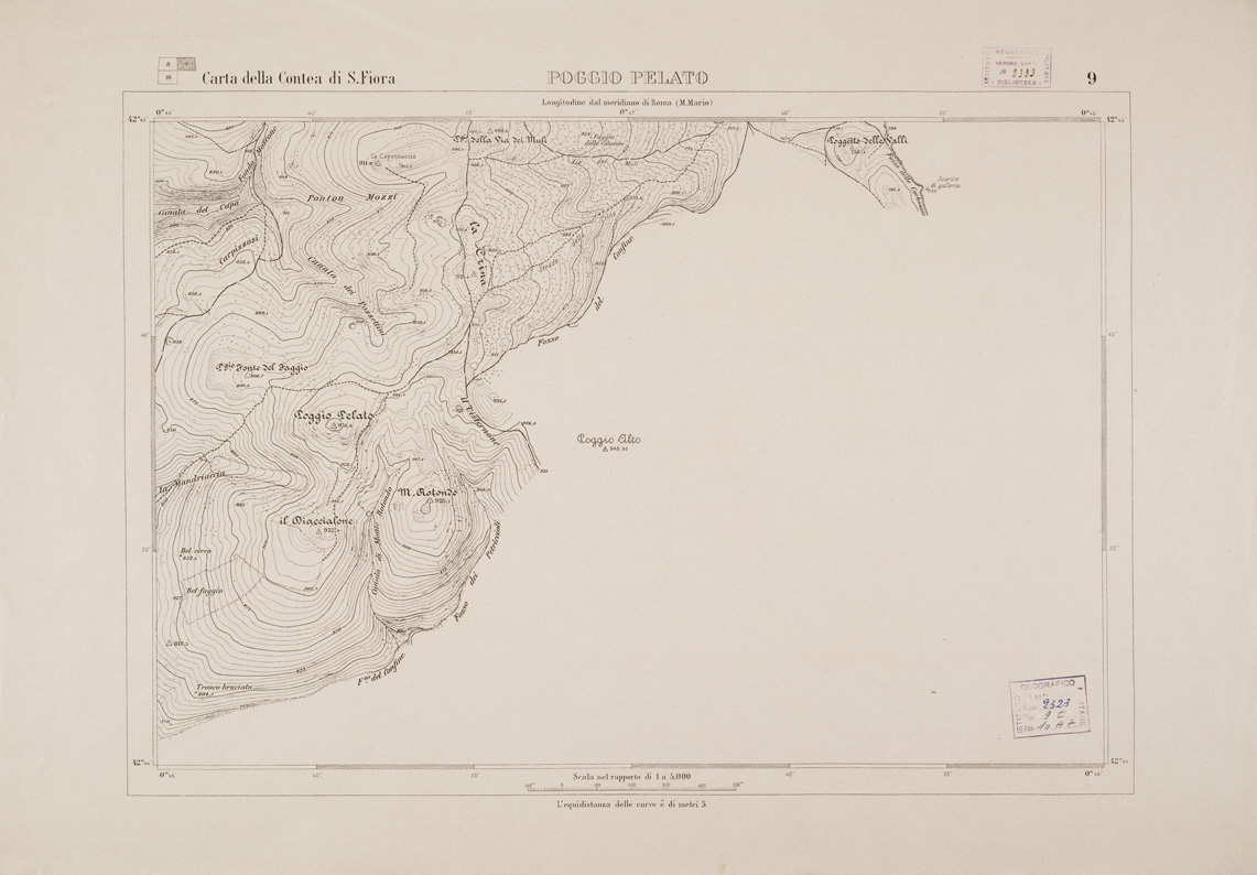 (N:3082) CARTA DELLA CONTEA DI SANTA FIORA - Foglio 9 (B0000423) Carte e stampe antiche: riproduzione a colori su carta (formato A2)