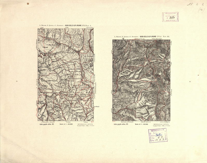(N:17978) GUIDA DELLE ALPI APUANE L. BOZANO, E. QUESTA E G. ROVERETO (B0000684) Carte e stampe antiche: riproduzione a colori su carta (formato A2)