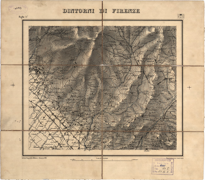 (N:1529) CARTA TOPOGRAFICA DEI DINTORNI DI FIRENZE IN 9 FOGLI - Foglio 2 (B0000689) Carte e stampe antiche: riproduzione a colori su carta (formato A2)