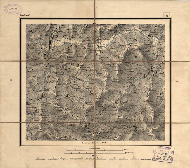 (N:1534) CARTA TOPOGRAFICA DEI DINTORNI DI FIRENZE IN 9 FOGLI - Foglio 8 (B0000694) Carte e stampe antiche: riproduzione a colori su carta (formato A2)