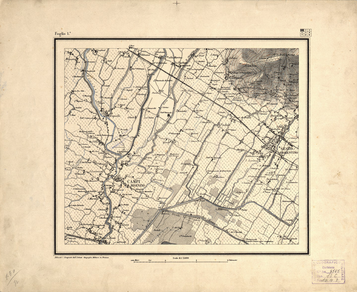 (N:9856) FIRENZE E DINTORNI - Foglio 1 (B0000696) Carte e stampe antiche: riproduzione a colori su carta (formato A2)