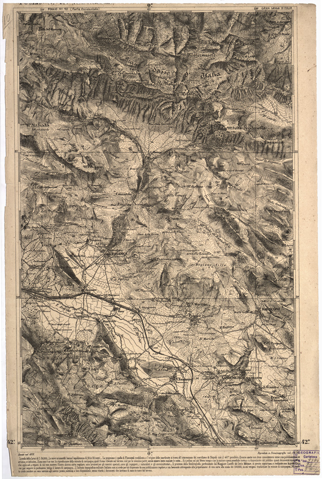 (N:2135) CARTA DELL' ITALIA MERIDIONALE EDITA DALL'ISTITUTO TOPOGRAFICO MILITARE ITALIANO - Foglio 10 parte occidentale - Gran Sasso d'Italia (B0000949) Carte e stampe antiche: riproduzione a colori su carta (formato A2)