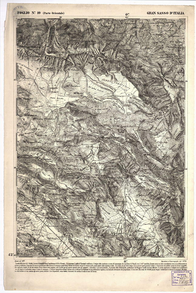 (N:2136) CARTA DELL' ITALIA MERIDIONALE EDITA DALL'ISTITUTO TOPOGRAFICO MILITARE ITALIANO - Foglio 10 parte orientale - Gran Sasso d'Italia (B0000950) Carte e stampe antiche: riproduzione a colori su carta (formato A2)