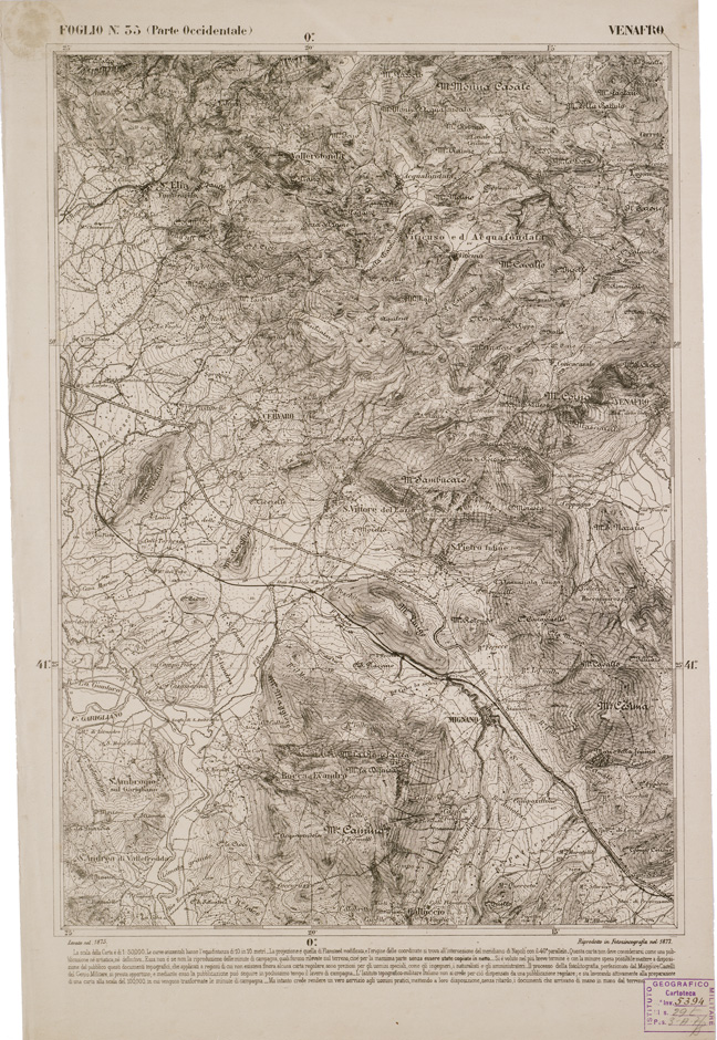 (N:2308) CARTA DELL' ITALIA MERIDIONALE EDITA DALL'ISTITUTO TOPOGRAFICO MILITARE ITALIANO - Foglio 35 parte occidentale - Venafro (B0000995) Carte e stampe antiche: riproduzione a colori su carta (formato A2)