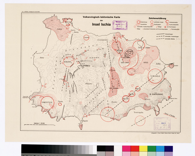 (N:13372) VULKANOLOGISCH TEKTONISCHE KARTE DER INSEL ISCHIA (B0002025) Carte e stampe antiche: riproduzione a colori su carta (formato A2)