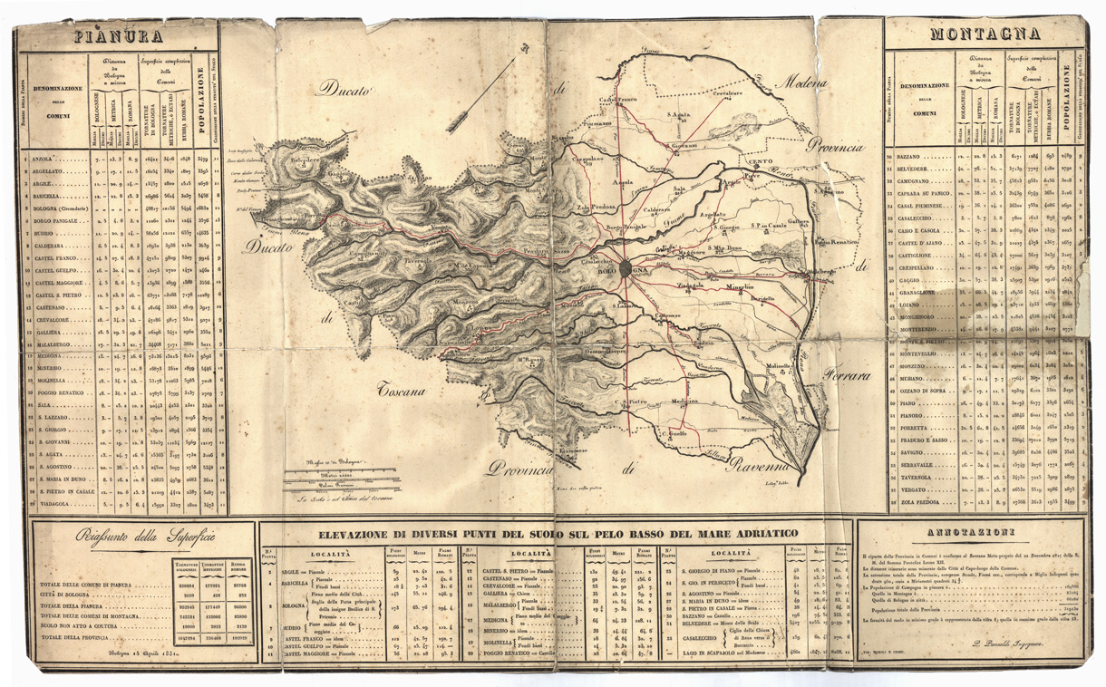 (N:411) BOLOGNA E DINTORNI (B0002131) Carte e stampe antiche: riproduzione a colori su carta (formato A2)