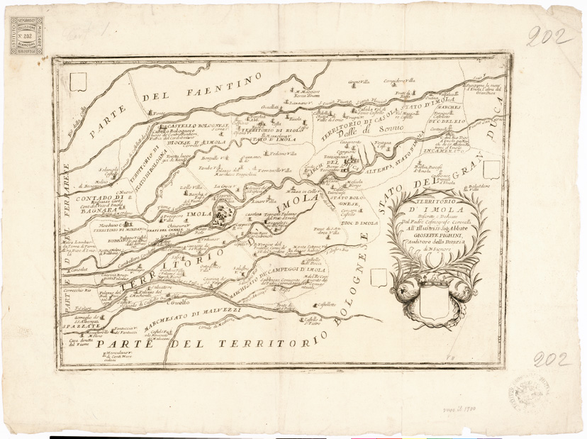 (N:16582) TERRITORIO D'IMOLA... (B0002359) Carte e stampe antiche: riproduzione a colori su carta (formato A2)