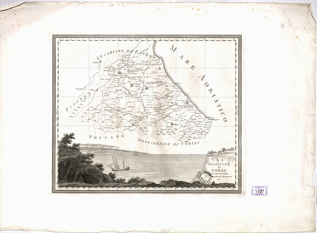 (N:11543) LEGAZIONE DI FORLI' DIVISO NE' SUOI GOVERNI. ROMA 1821. (B0002413) Carte e stampe antiche: riproduzione a colori su carta (formato A2)