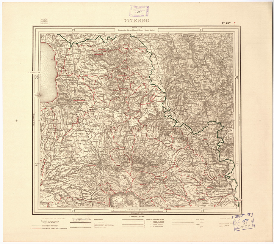 (N:3537) CARTA DELLA PROVINCIA DI ROMA COI CONFINI DEI TERRITORI COMUNALI - Viterbo - Foglio 137.5 (B0002424) Carte e stampe antiche: riproduzione a colori su carta (formato A2)