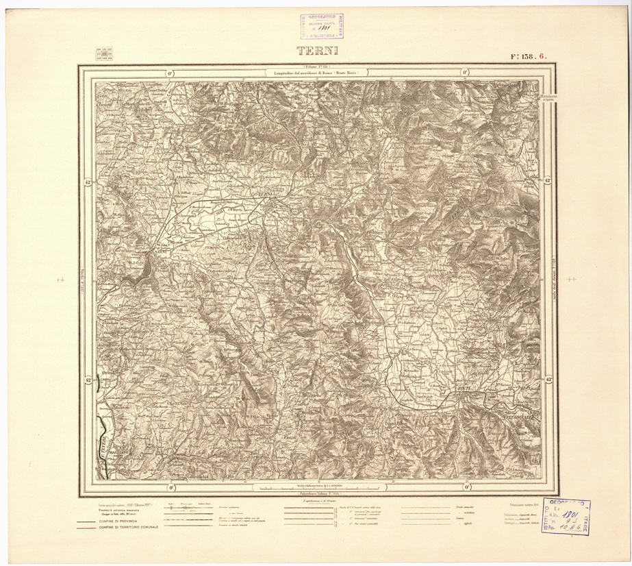 (N:3534) CARTA DELLA PROVINCIA DI ROMA COI CONFINI DEI TERRITORI COMUNALI - Terni - Foglio 138.6 (B0002425) Carte e stampe antiche: riproduzione a colori su carta (formato A2)