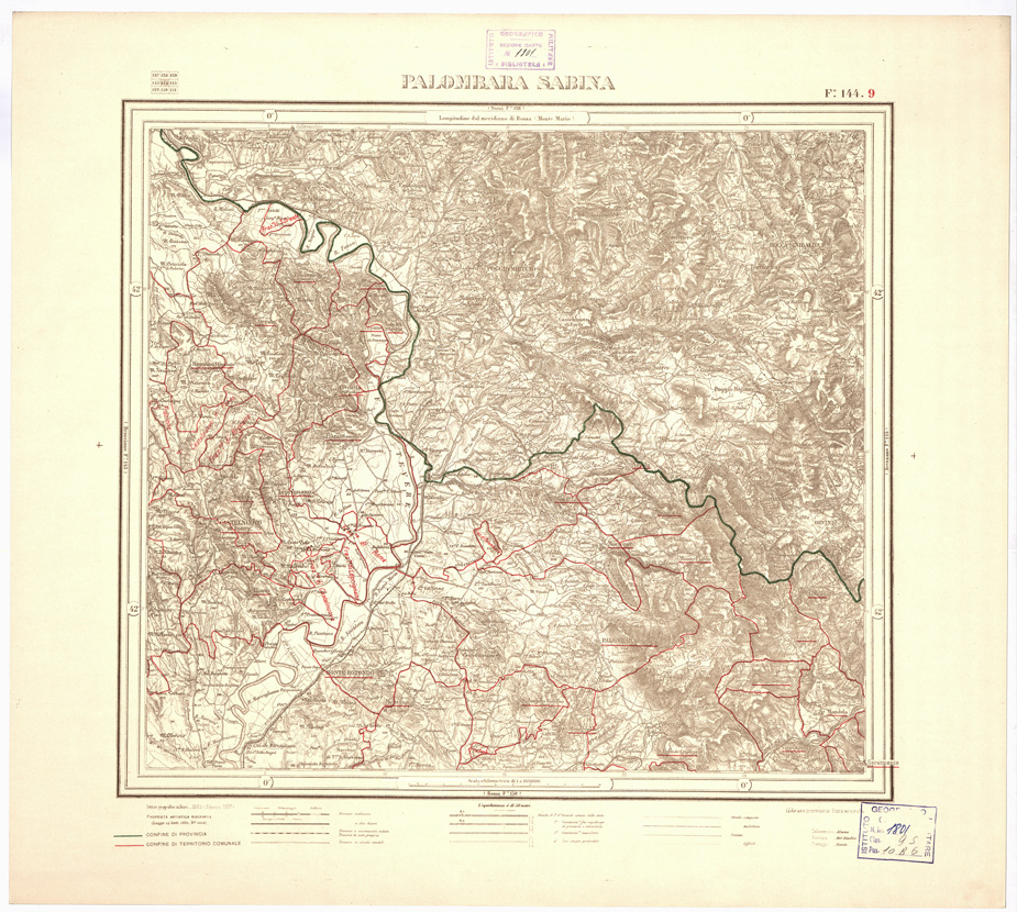 (N:3529) CARTA DELLA PROVINCIA DI ROMA COI CONFINI DEI TERRITORI COMUNALI - Palombara Sabina - Foglio 144.9 (B0002428) Carte e stampe antiche: riproduzione a colori su carta (formato A2)