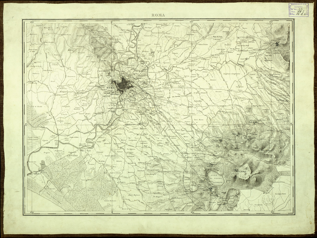 (N:8206) CARTA TOPOGRAFICA DI ROMA E COMARCA DISEGNATA... - Roma (B0002548) Carte e stampe antiche: riproduzione a colori su carta (formato A2)