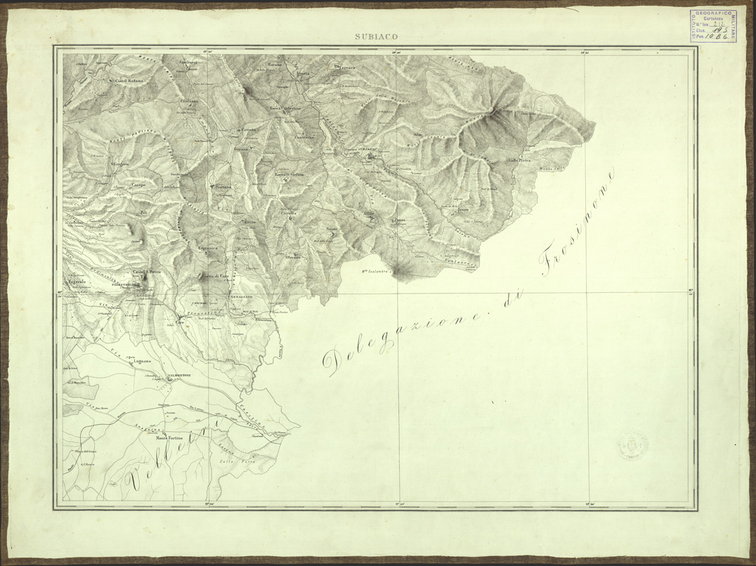 (N:8207) CARTA TOPOGRAFICA DI ROMA E COMARCA DISEGNATA... - Subiaco (B0002551) Carte e stampe antiche: riproduzione a colori su carta (formato A2)