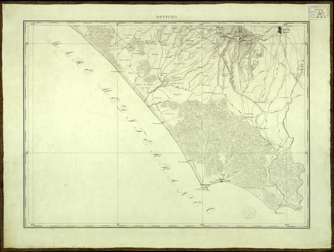 (N:8203) CARTA TOPOGRAFICA DI ROMA E COMARCA DISEGNATA... - Nettuno (B0002555) Carte e stampe antiche: riproduzione a colori su carta (formato A2)