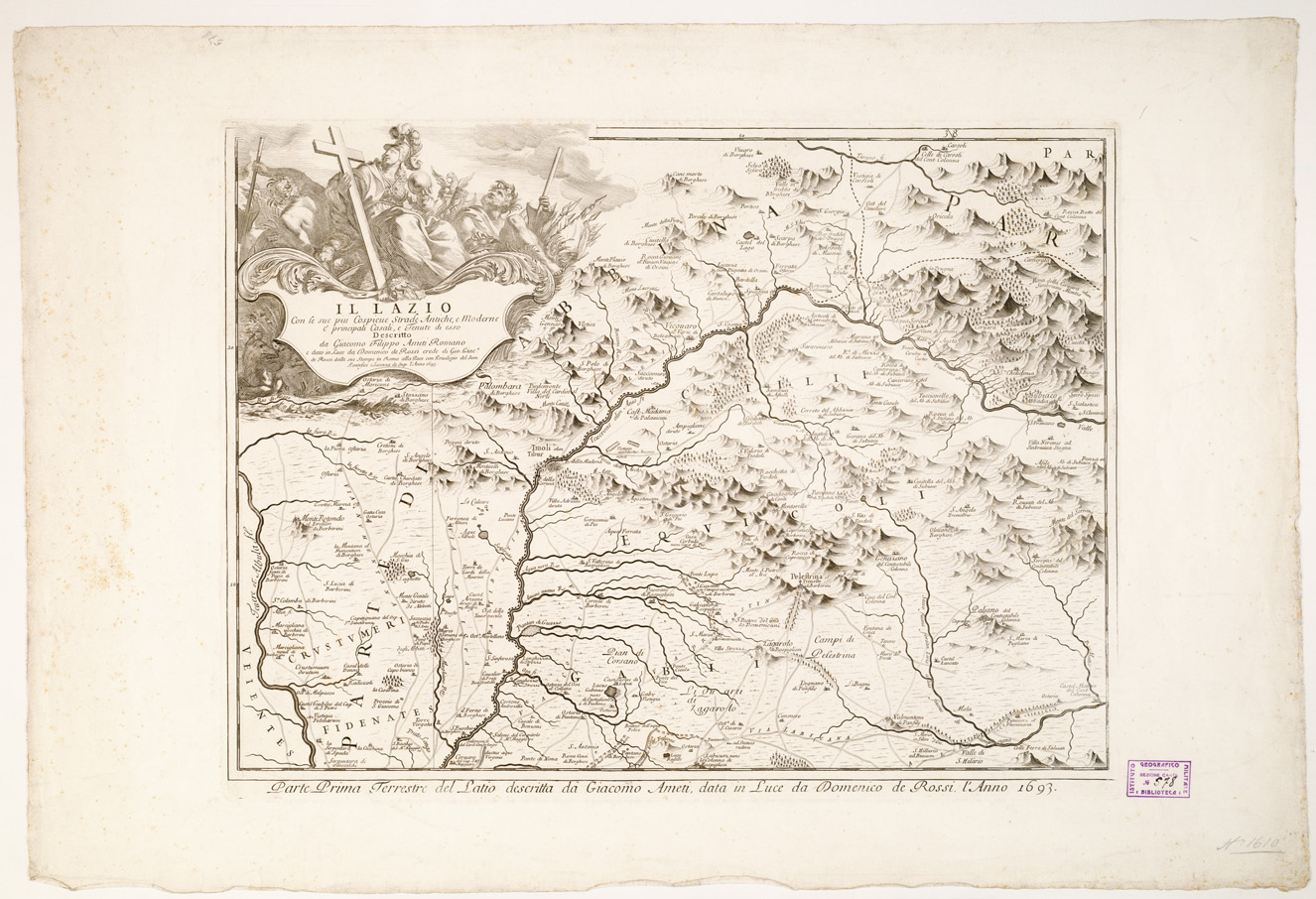 (N:10597) IL LAZIO CON LE SUE PIU' COSPIQUE STRADE... - Il Lazio con le sue pi cospicue strade... - Foglio 1 (B0002702) Carte e stampe antiche: riproduzione a colori su carta (formato A2)
