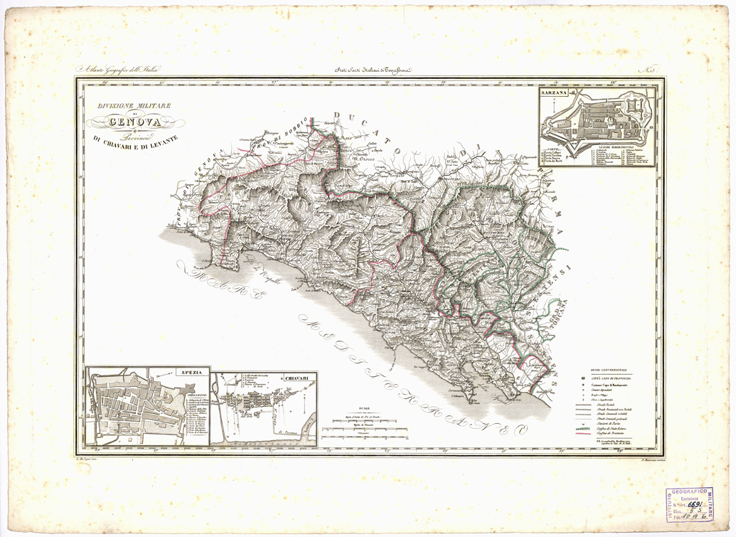(N:9636) DIVISIONE MILITARE DI GENOVA... - n. 15 (B0002761) Carte e stampe antiche: riproduzione a colori su carta (formato A2)