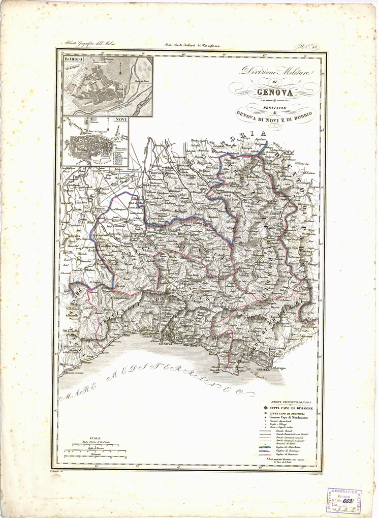 (N:9637) DIVISIONE MILITARE DI GENOVA... - n. 13 (B0002762) Carte e stampe antiche: riproduzione a colori su carta (formato A2)