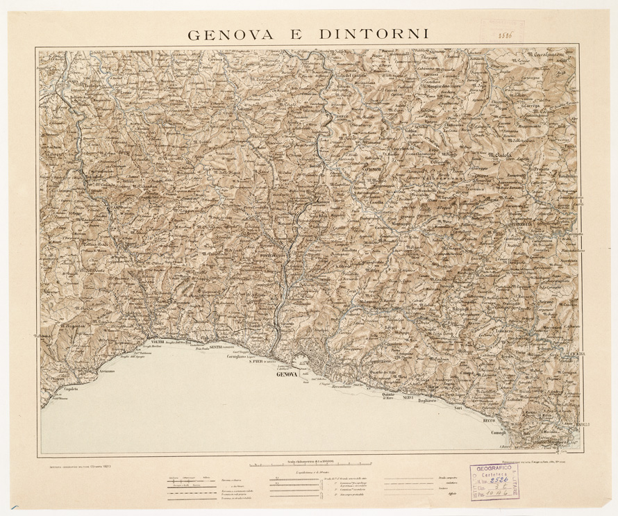 (N:10379) GENOVA E DINTORNI (B0002765) Carte e stampe antiche: riproduzione a colori su carta (formato A2)