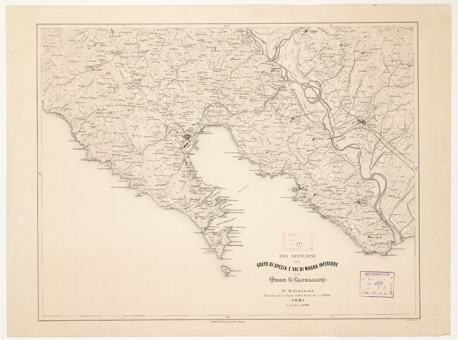 (N:9298) DEI DINTORNI DEL GOLFO DI SPEZIA E VAL DI MAGRA INFERIORE... (B0002766) Carte e stampe antiche: riproduzione a colori su carta (formato A2)
