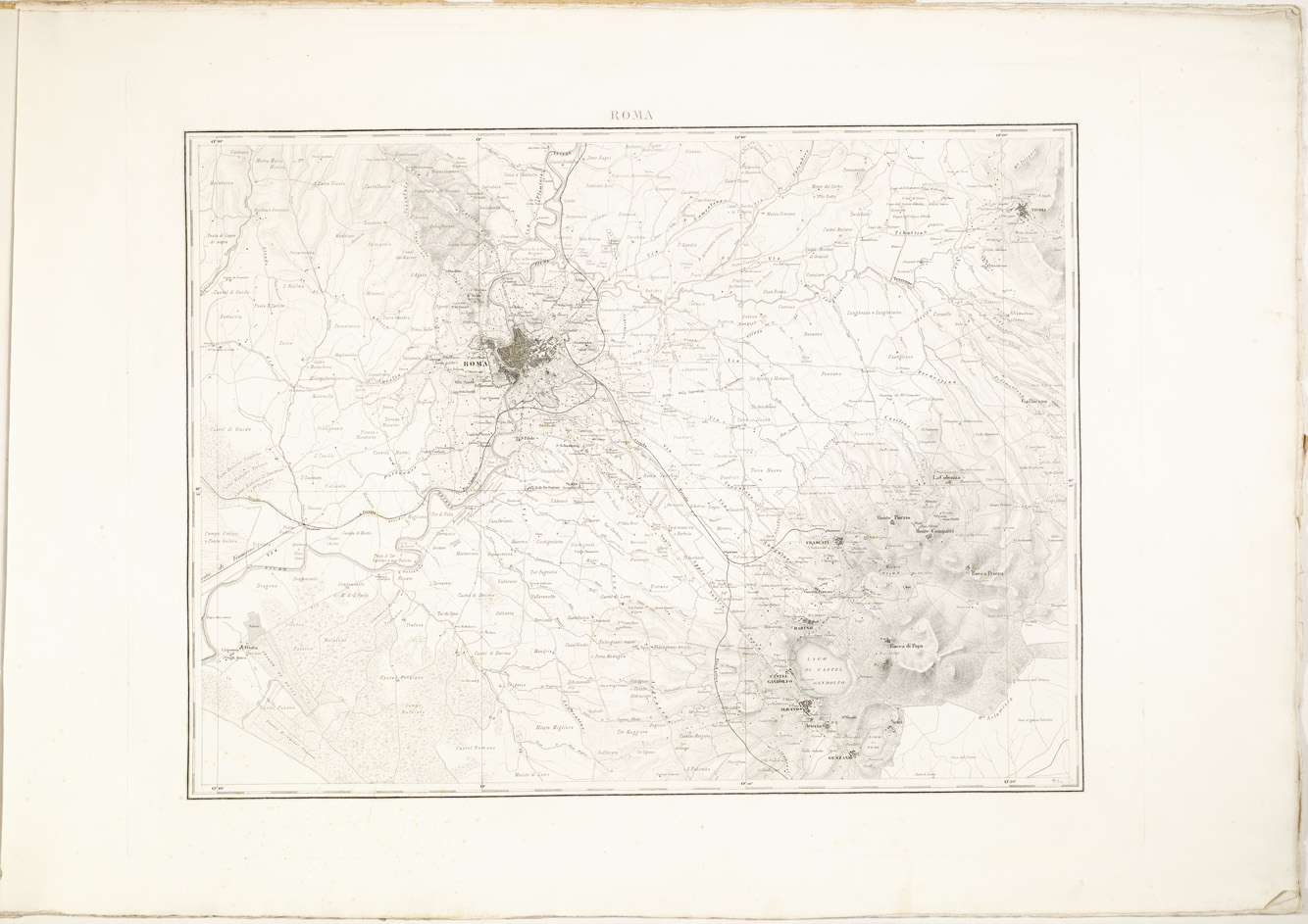 (N:8215) CARTA TOPOGRAFICA DI ROMA E COMARCA... - Roma (B0002791) Carte e stampe antiche: riproduzione a colori su carta (formato A2)