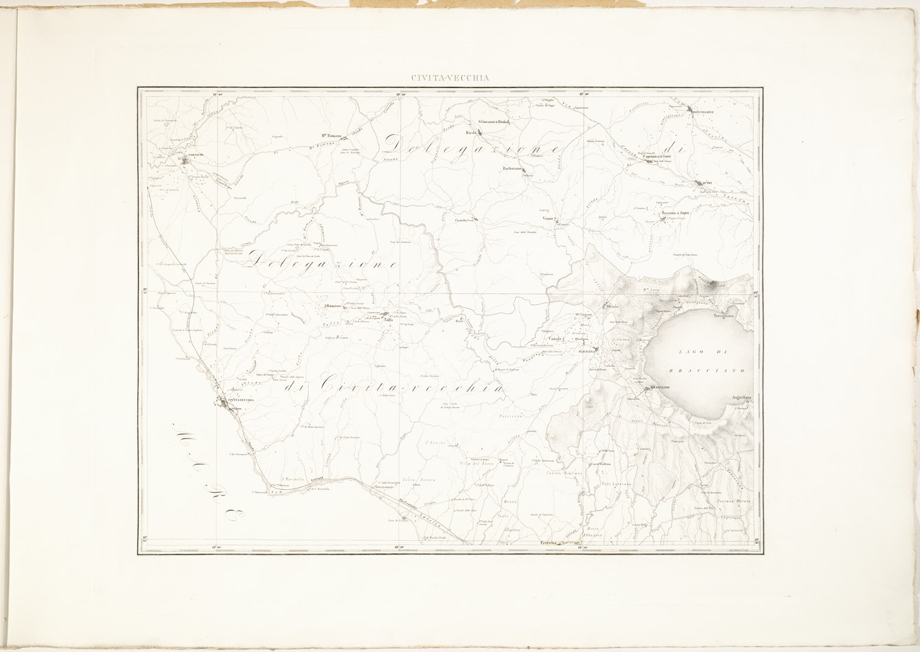 (N:8211) CARTA TOPOGRAFICA DI ROMA E COMARCA... - Civita-Vecchia (Civitavecchia) (B0002793) Carte e stampe antiche: riproduzione a colori su carta (formato A2)