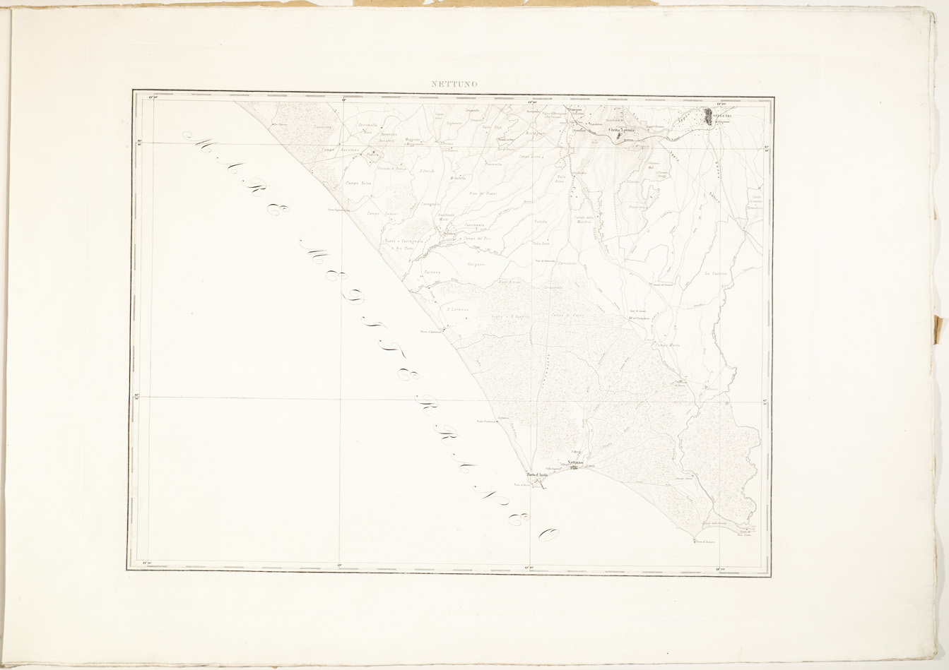 (N:8212) CARTA TOPOGRAFICA DI ROMA E COMARCA... - Nettuno (B0002794) Carte e stampe antiche: riproduzione a colori su carta (formato A2)