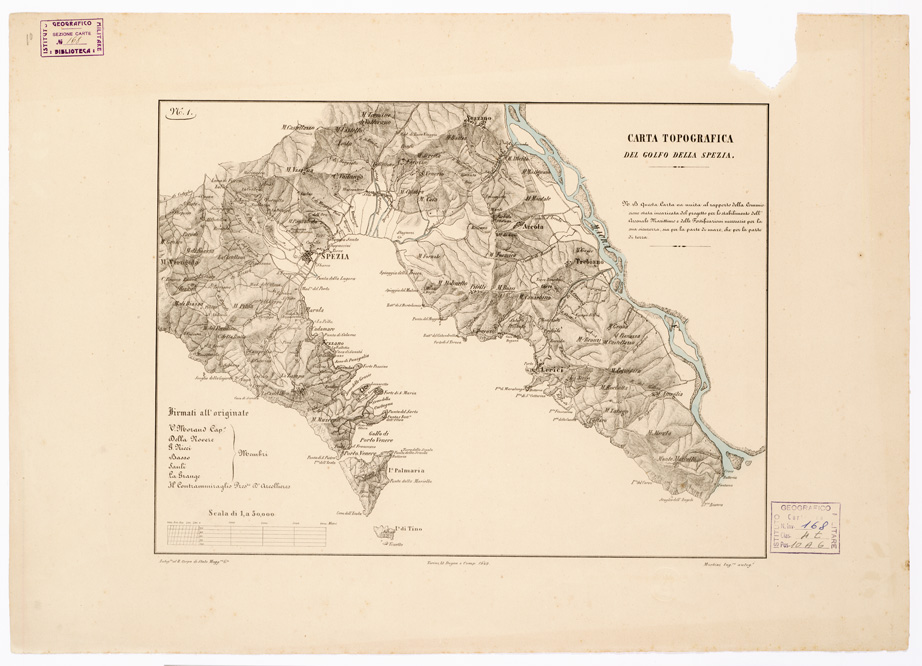 (N:6564) CARTA TOPOGRAFICA DEL GOLFO DELLA SPEZIA (B0003017) Carte e stampe antiche: riproduzione a colori su carta (formato A2)