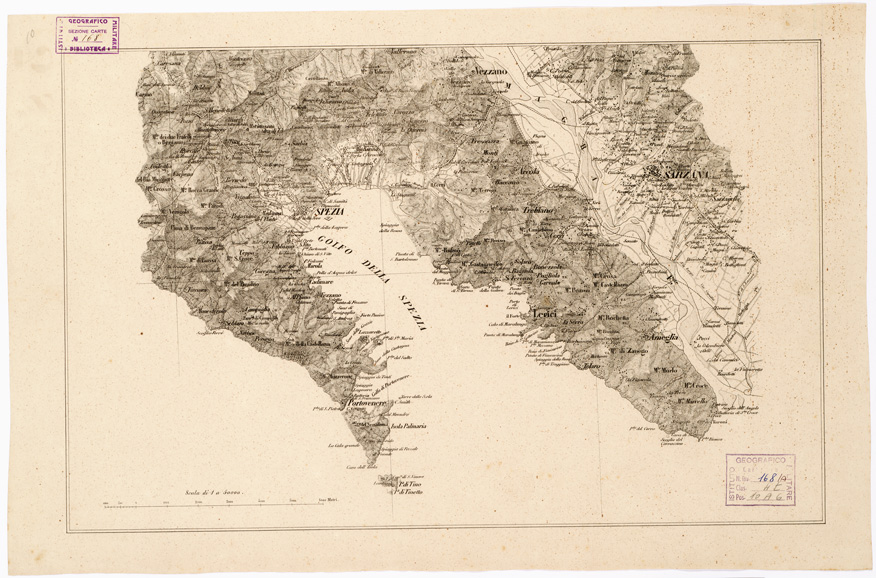(N:6565) CARTA TOPOGRAFICA DEL GOLFO DELLA SPEZIA - (copia di Biblioteca) (B0003018) Carte e stampe antiche: riproduzione a colori su carta (formato A2)