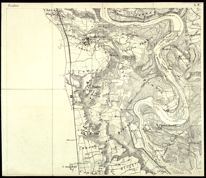 (N:6482) CARTA TOPOGRAFICA DEL CAMPO DI SOMMA ALLA SCALA DI 1:20.000 (s. d., s. a.) - Foglio A.2 - Pombia (B0003072) Carte e stampe antiche: riproduzione a colori su carta (formato A2)