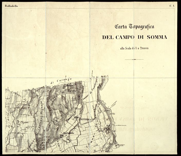 (N:6487) CARTA TOPOGRAFICA DEL CAMPO DI SOMMA ALLA SCALA DI 1:20.000 (s. d., s. a.) - Foglio C.1 - Bolladello (B0003077) Carte e stampe antiche: riproduzione a colori su carta (formato A2)
