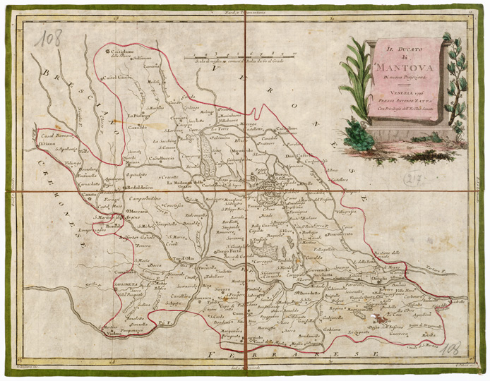 (N:10585) IL DUCATO DI MANTOVA DI NUOVA PROJEZIONE. (B0003114) Carte e stampe antiche: riproduzione a colori su carta (formato A2)