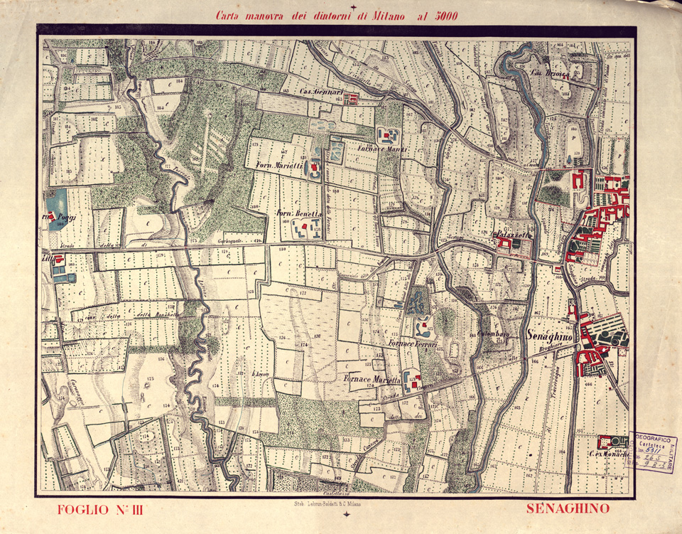 (N:5714) CARTA MANOVRA DEI DINTORNI DI MILANO - Foglio 3 - Senaghino (B0003221) Carte e stampe antiche: riproduzione a colori su carta (formato A2)