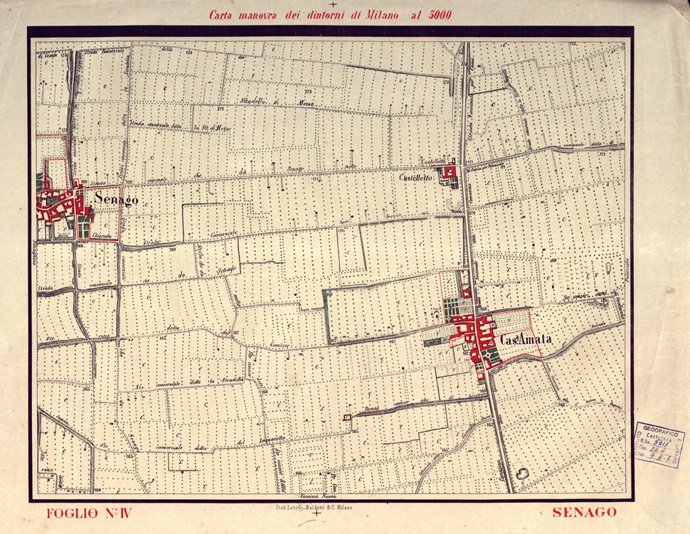 (N:5716) CARTA MANOVRA DEI DINTORNI DI MILANO - Foglio 4 - Senago (B0003222) Carte e stampe antiche: riproduzione a colori su carta (formato A2)