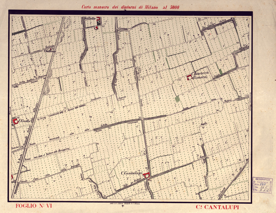 (N:5673) CARTA MANOVRA DEI DINTORNI DI MILANO - Foglio 6 - C.a Cantalupi (B0003224) Carte e stampe antiche: riproduzione a colori su carta (formato A2)
