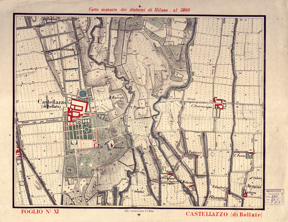 (N:5679) CARTA MANOVRA DEI DINTORNI DI MILANO - Foglio 11 - Castellazzo (di Bollate) (B0003229) Carte e stampe antiche: riproduzione a colori su carta (formato A2)
