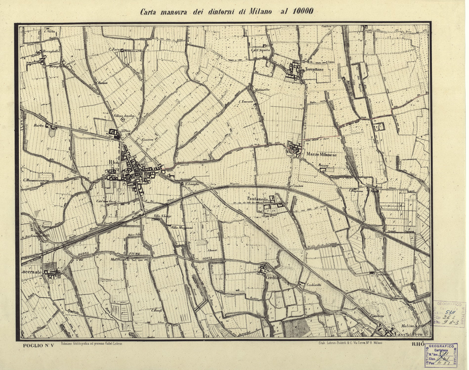 (N:5712) CARTA MANOVRA DEI DINTORNI DI MILANO - Foglio 5 - Rh (B0003284) Carte e stampe antiche: riproduzione a colori su carta (formato A2)